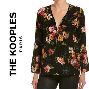 The Kooples Fireworks Black/Floral Silk Blouse, M